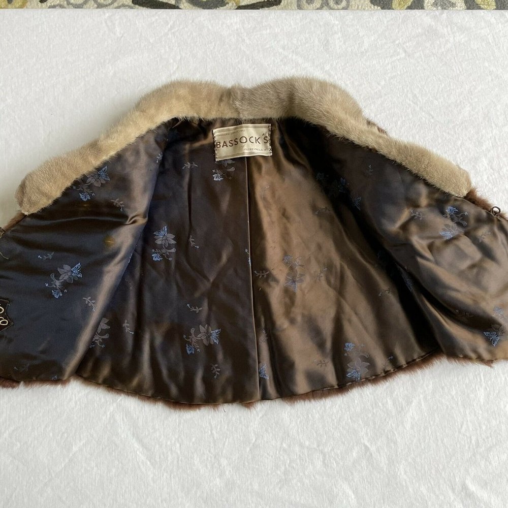 Mink Stole Scarf Fur Cape Shawl Fur Opera Ball Dark Brown Mink Two Tone - Picture 7 of 9
